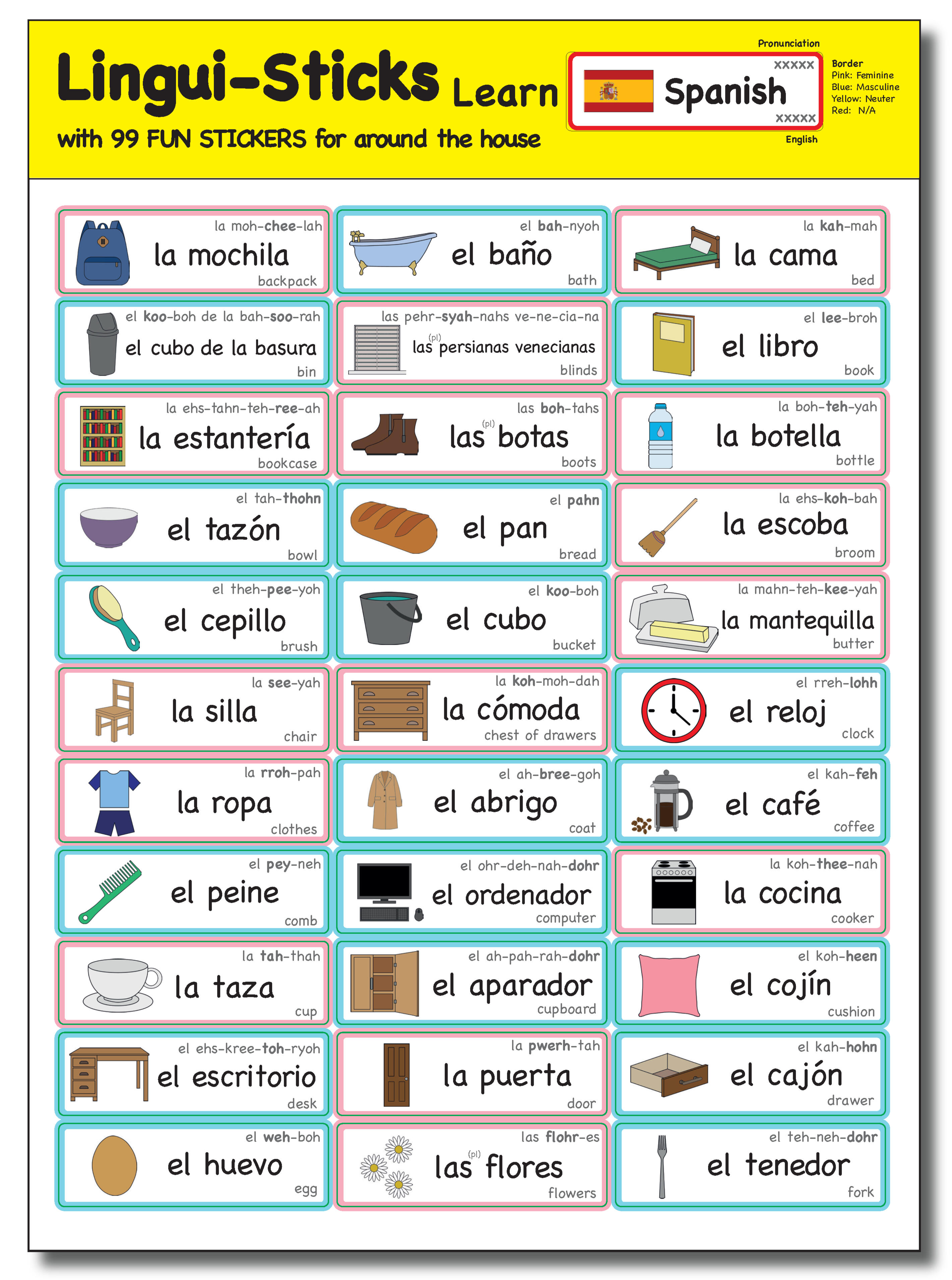 Spanish Language Learning Stickers